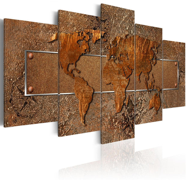 Stretched Canvas World Map Art - Brown Escapade-Tiptophomedecor