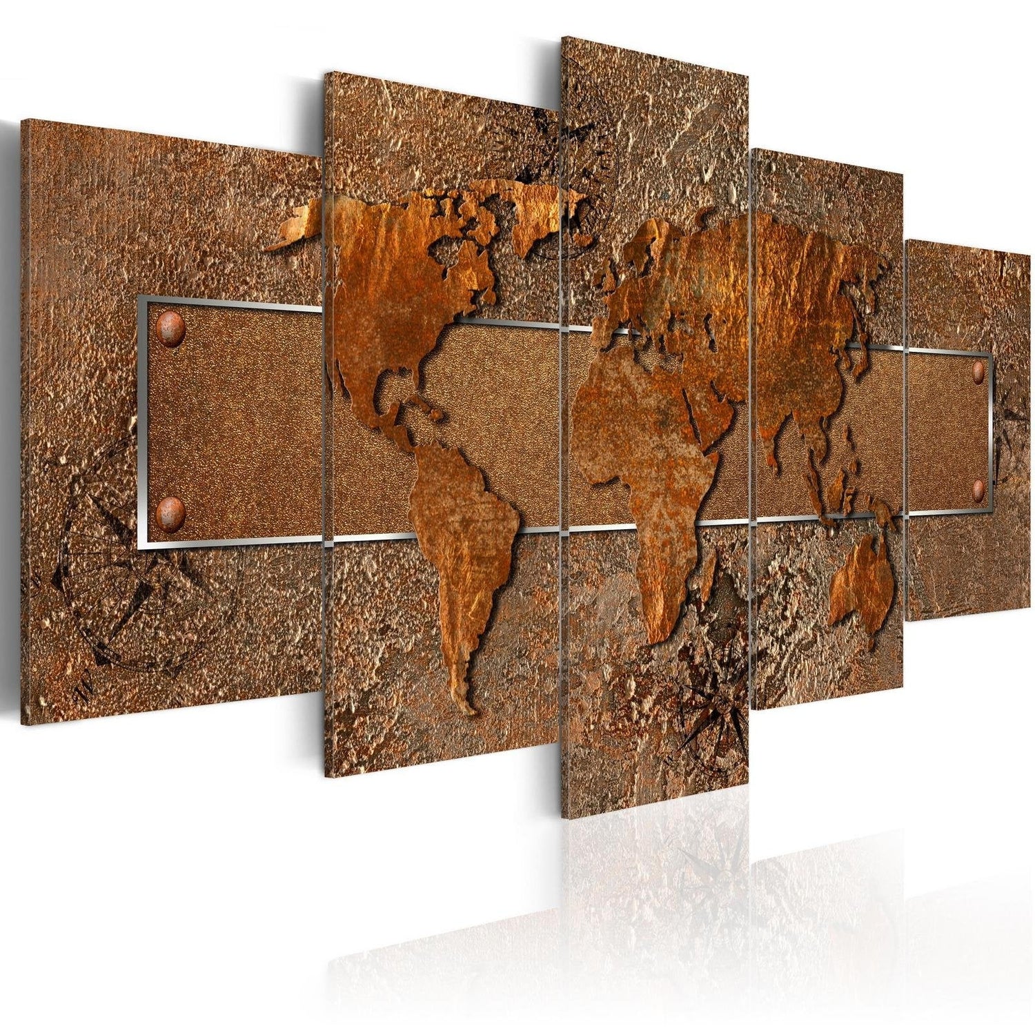 Stretched Canvas World Map Art - Brown Escapade-Tiptophomedecor