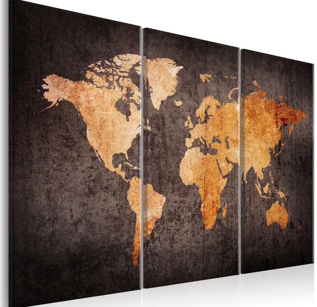 Stretched Canvas World Map Art - Chestnut World Map-Tiptophomedecor