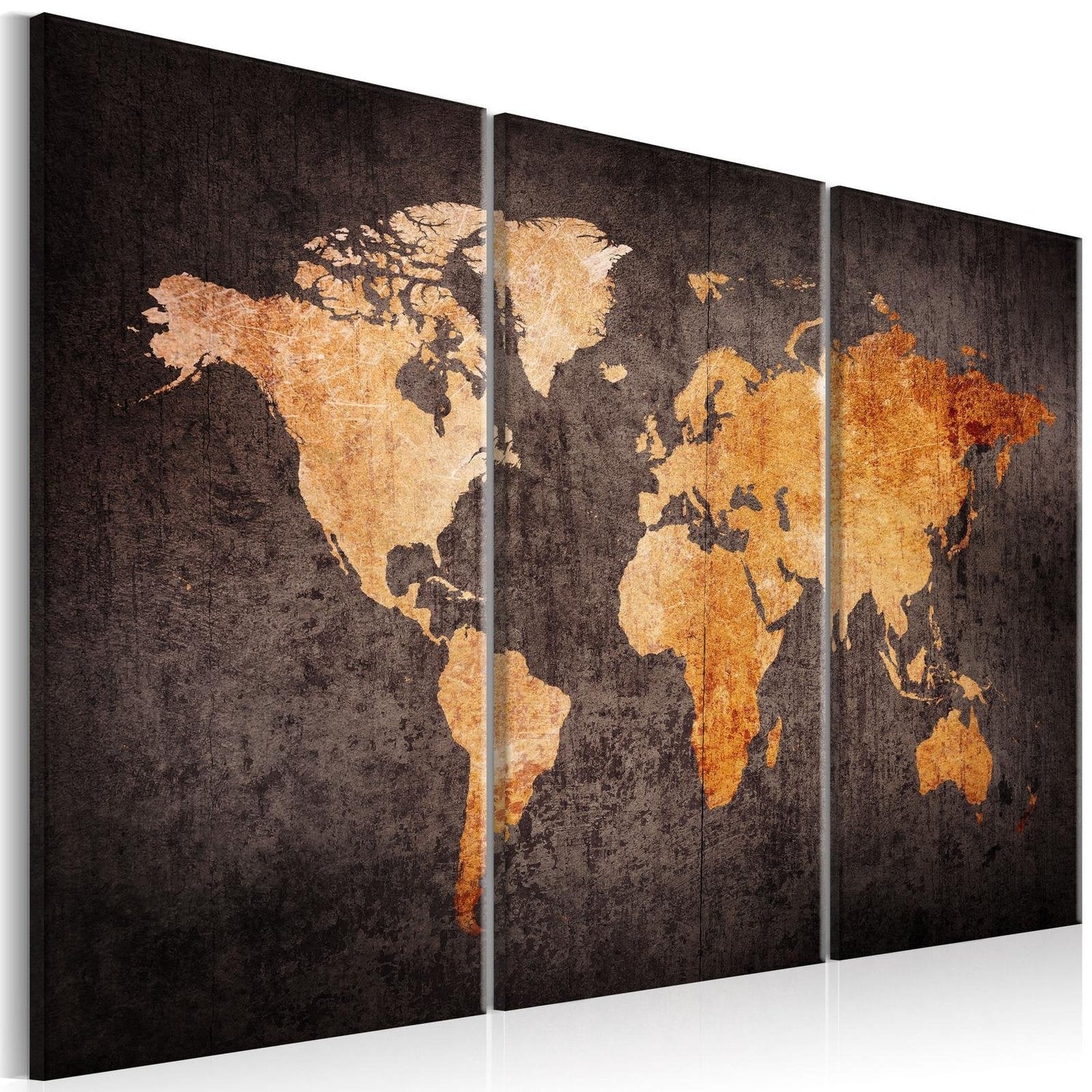 Stretched Canvas World Map Art - Chestnut World Map-Tiptophomedecor