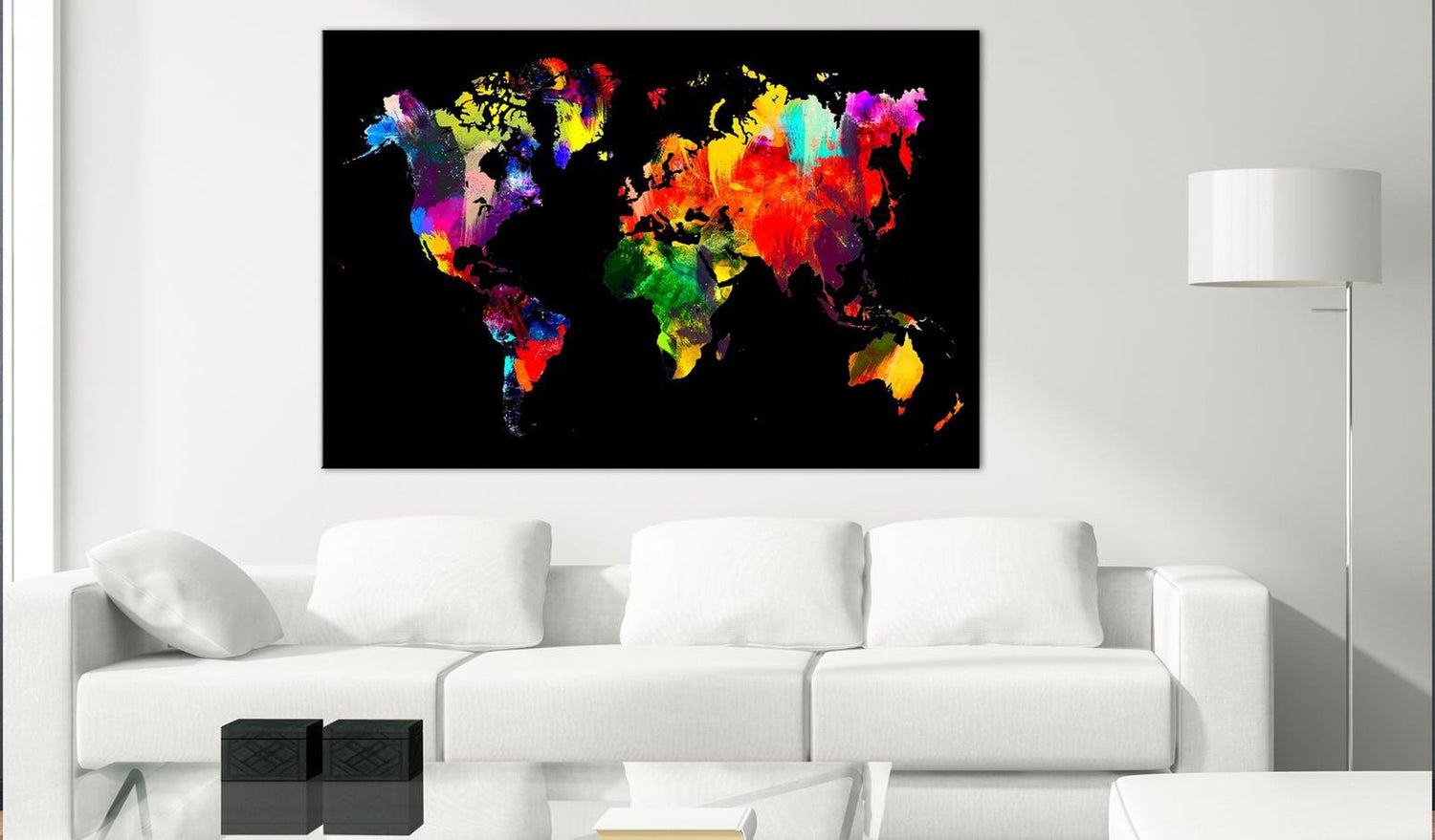 Stretched Canvas World Map Art - Children Of The World Wide-Tiptophomedecor
