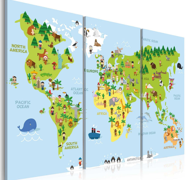 Stretched Canvas World Map Art - Children'S World-Tiptophomedecor