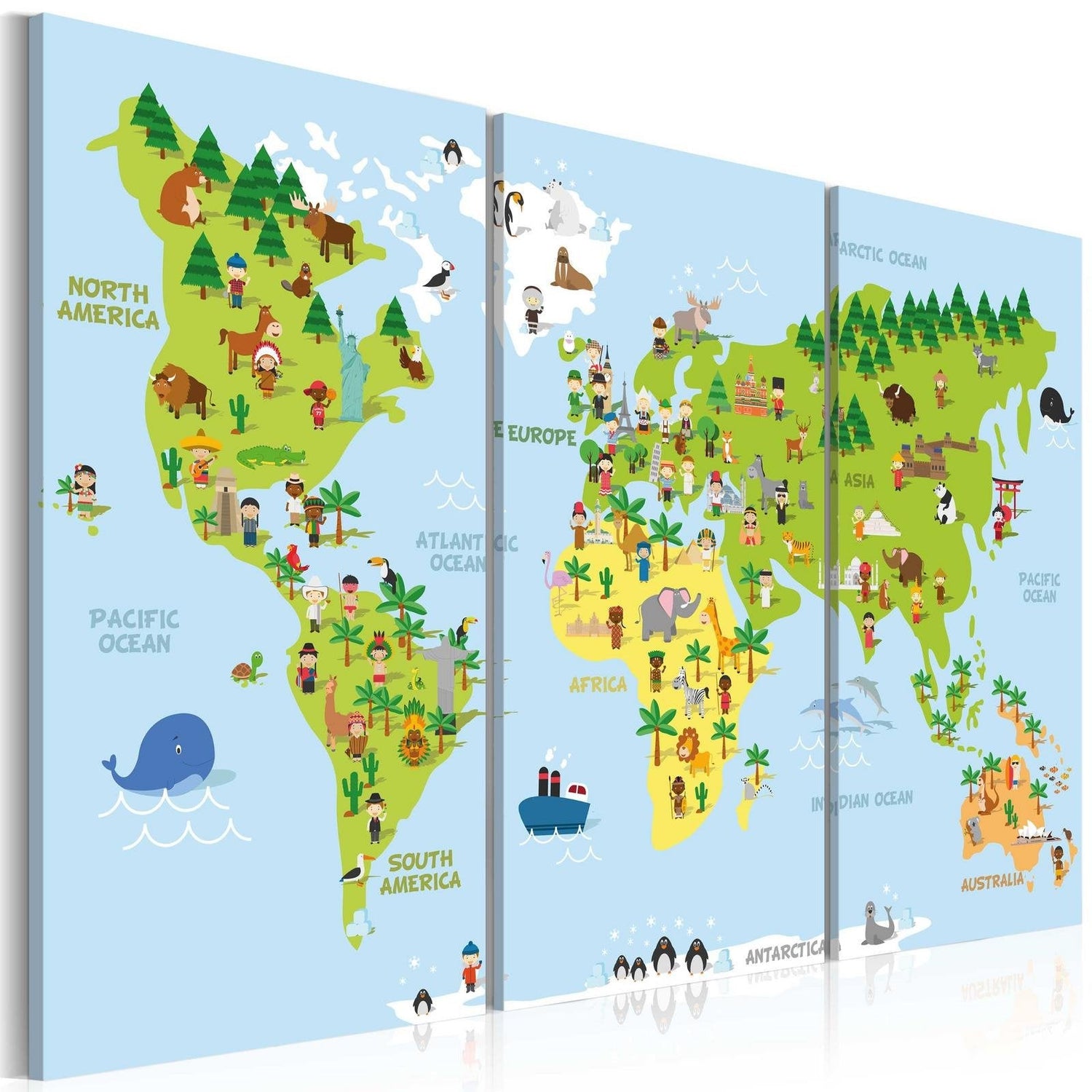 Stretched Canvas World Map Art - Children'S World-Tiptophomedecor