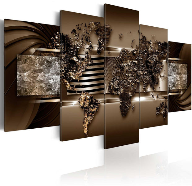 Stretched Canvas World Map Art - Chocolate Map-Tiptophomedecor