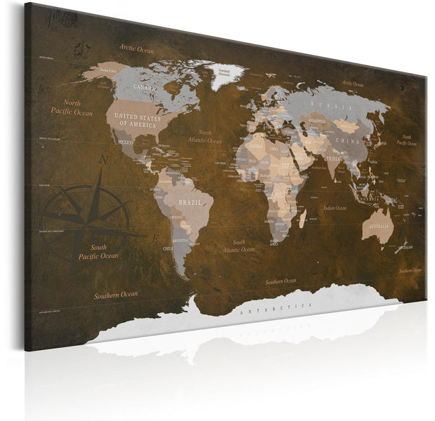 Stretched Canvas World Map Art - Cinnamon Travels-Tiptophomedecor