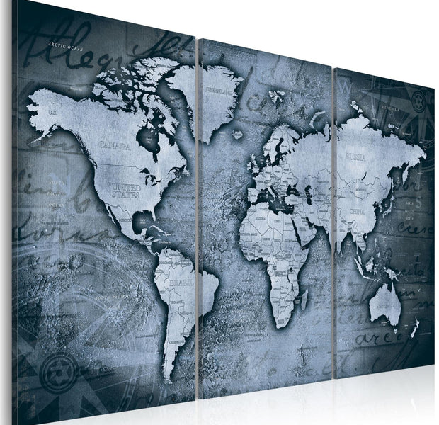 Stretched Canvas World Map Art - Cobalt Travels-Tiptophomedecor
