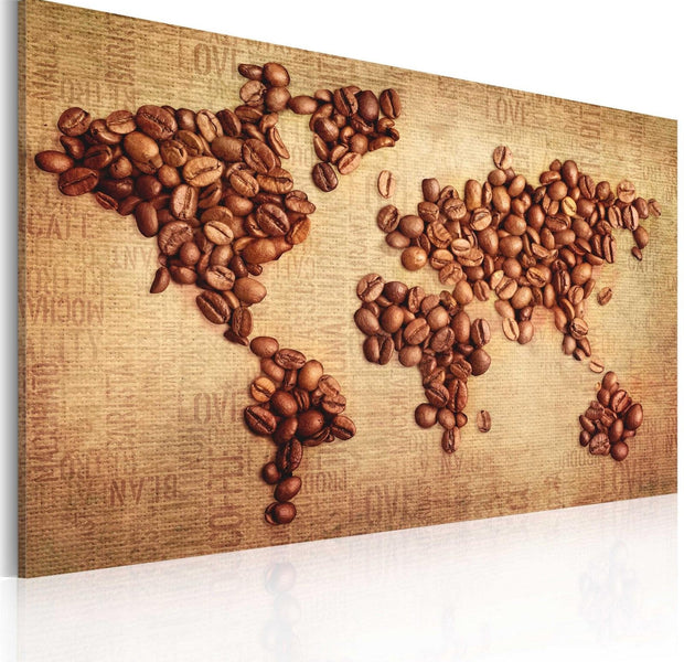 Stretched Canvas World Map Art - Coffee From Around The World-Tiptophomedecor