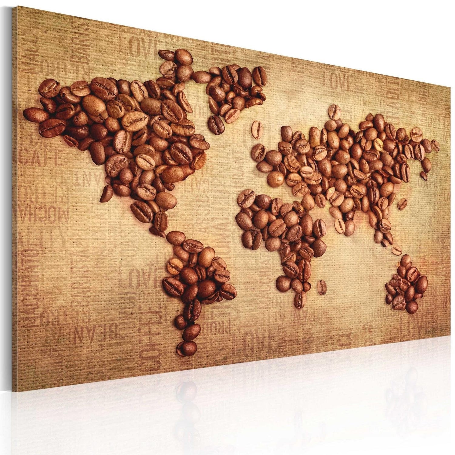 Stretched Canvas World Map Art - Coffee From Around The World-Tiptophomedecor