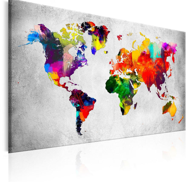 Stretched Canvas World Map Art - Coloured Revolution-Tiptophomedecor