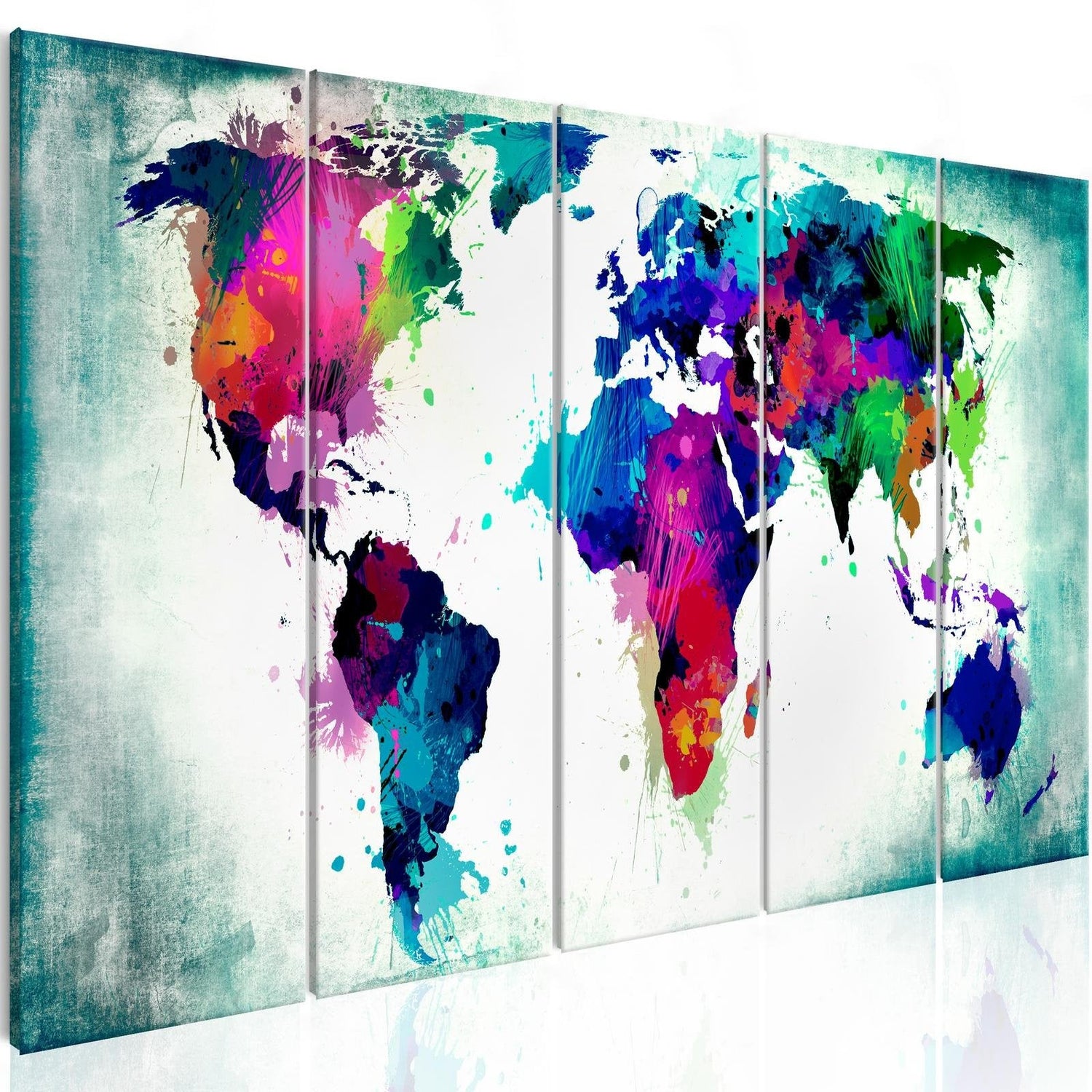 Stretched Canvas World Map Art - Colourful Chaos-Tiptophomedecor