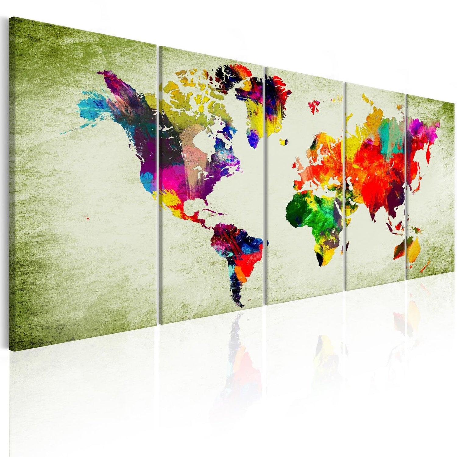 Stretched Canvas World Map Art - Colourful Continents-Tiptophomedecor