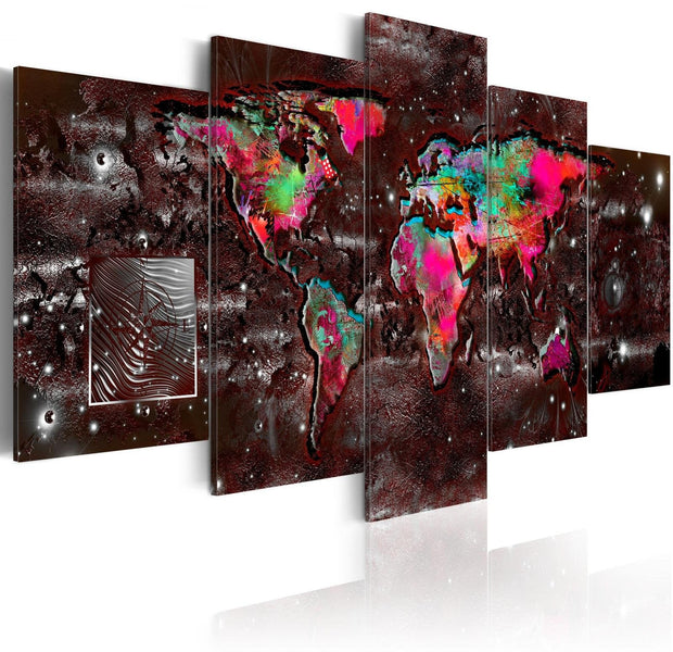 Stretched Canvas World Map Art - Colourful Extravagance-Tiptophomedecor