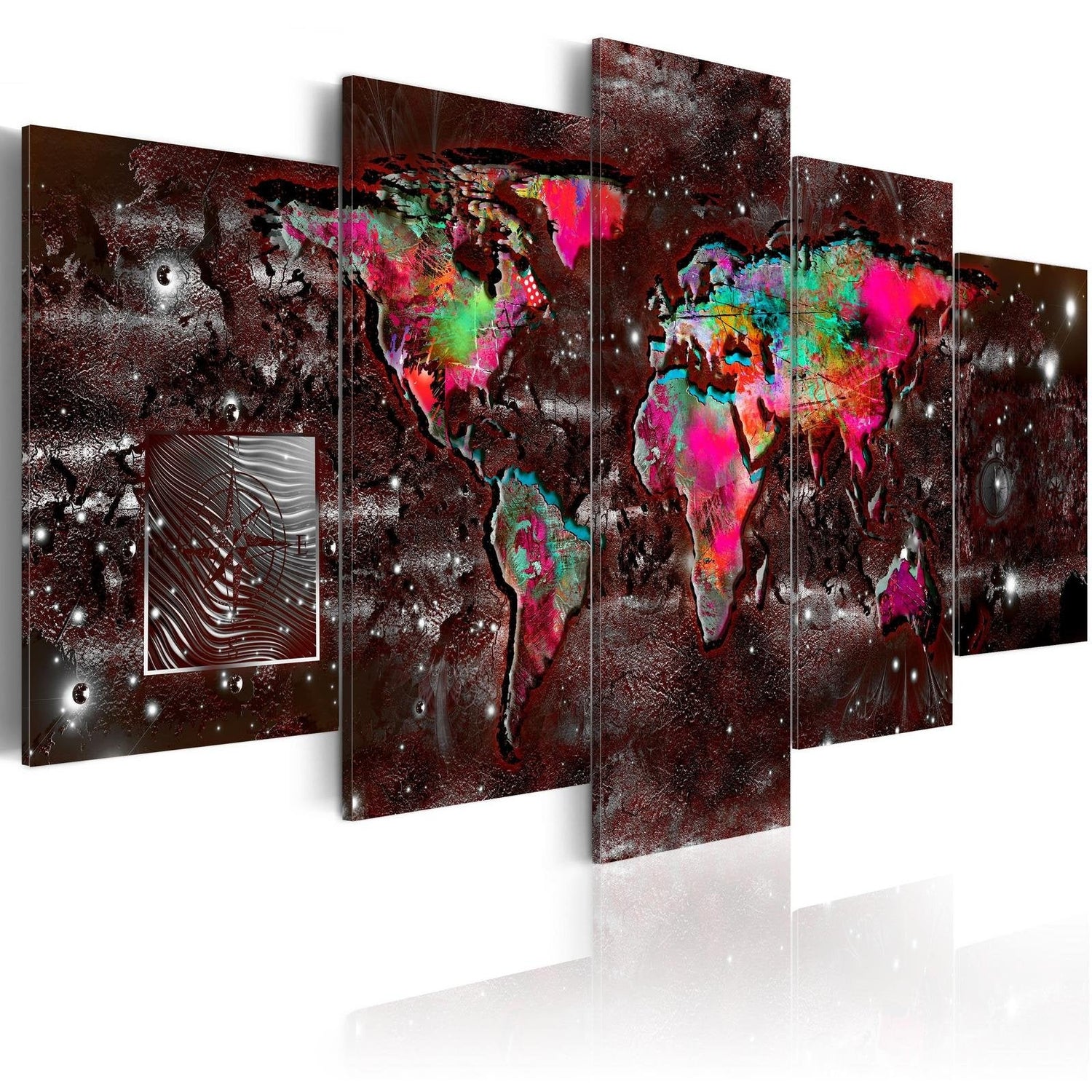Stretched Canvas World Map Art - Colourful Extravagance-Tiptophomedecor