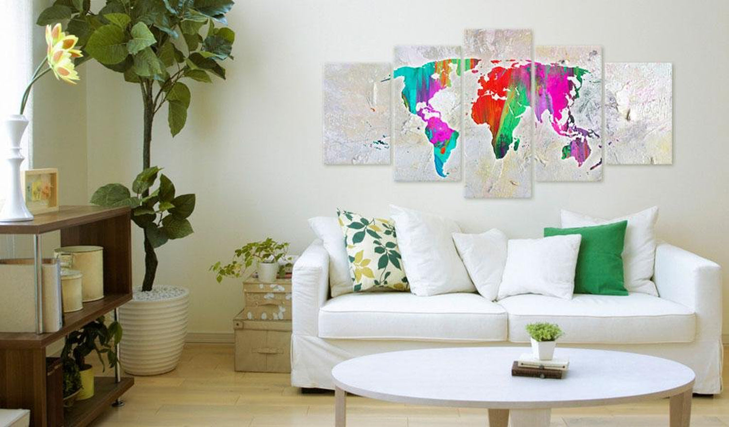 Stretched Canvas World Map Art - Colourful Planet-Tiptophomedecor