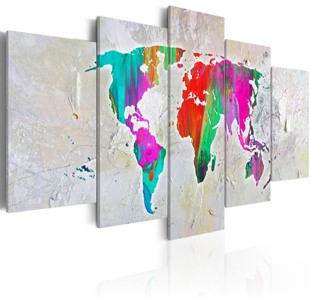 Stretched Canvas World Map Art - Colourful Planet-Tiptophomedecor