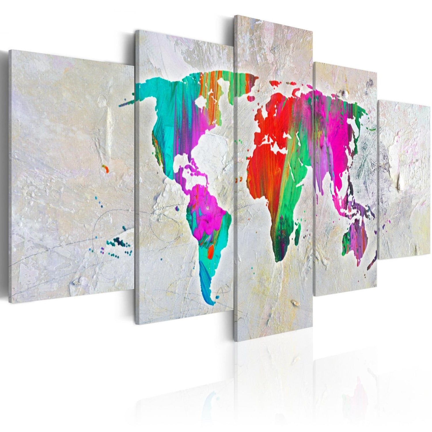 Stretched Canvas World Map Art - Colourful Planet-Tiptophomedecor