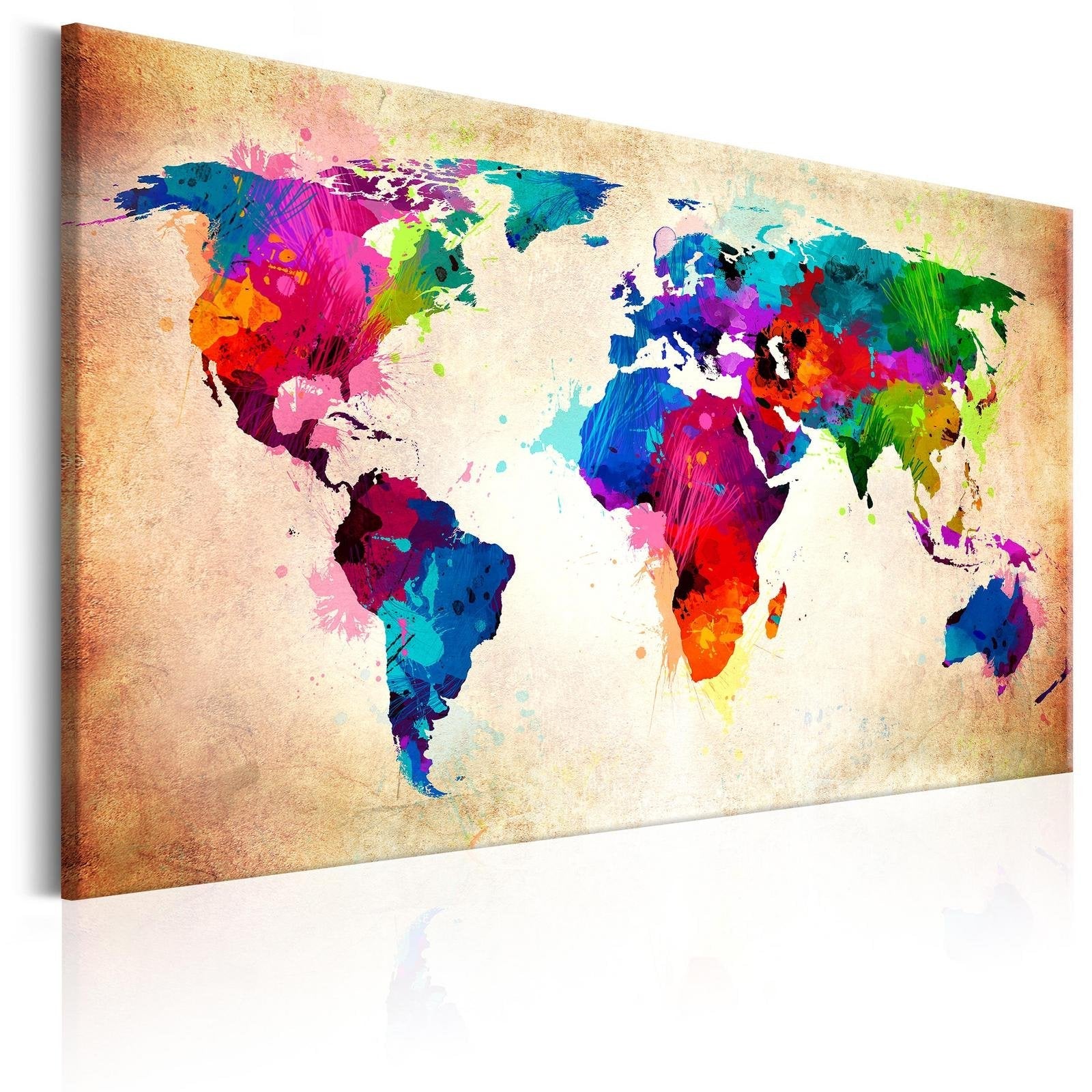Stretched Canvas World Map Art - Colourful Ranger-Tiptophomedecor
