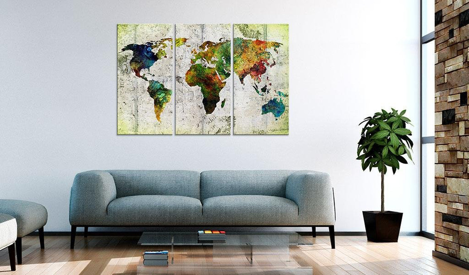 Stretched Canvas World Map Art - Colourful Travels-Tiptophomedecor