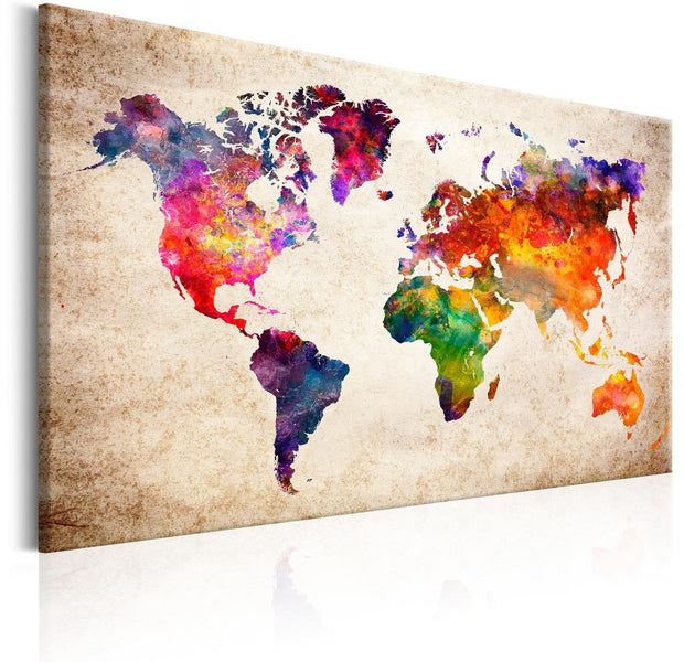 Stretched Canvas World Map Art - Colourful Universe-Tiptophomedecor