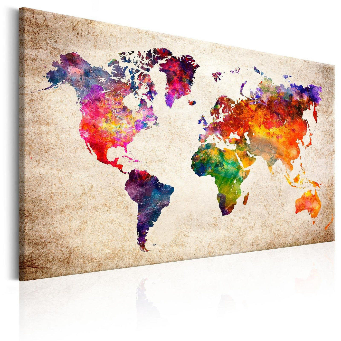 Stretched Canvas World Map Art - Colourful Universe-Tiptophomedecor