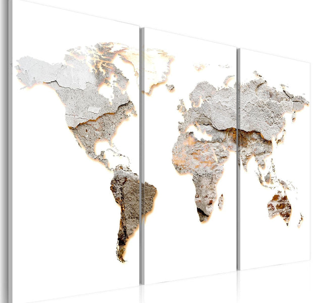 Stretched Canvas World Map Art - Concrete Continents-Tiptophomedecor