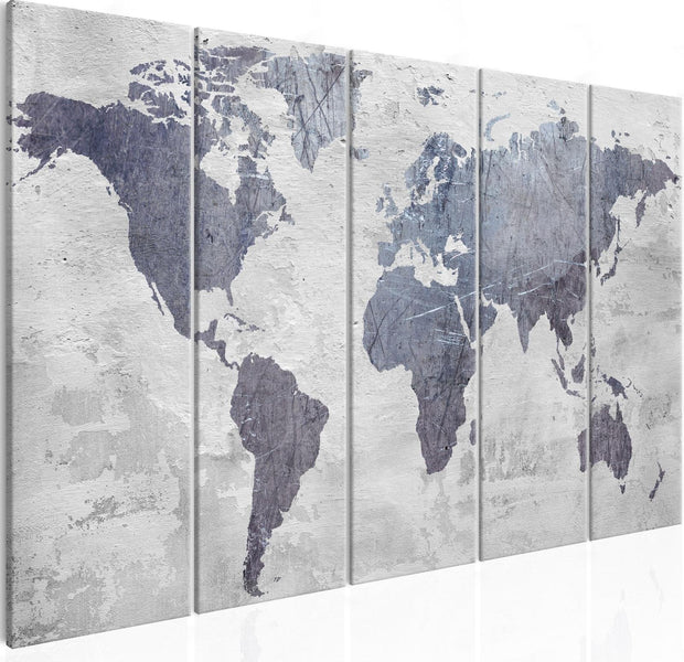 Stretched Canvas World Map Art - Concrete World Map Narrow-Tiptophomedecor