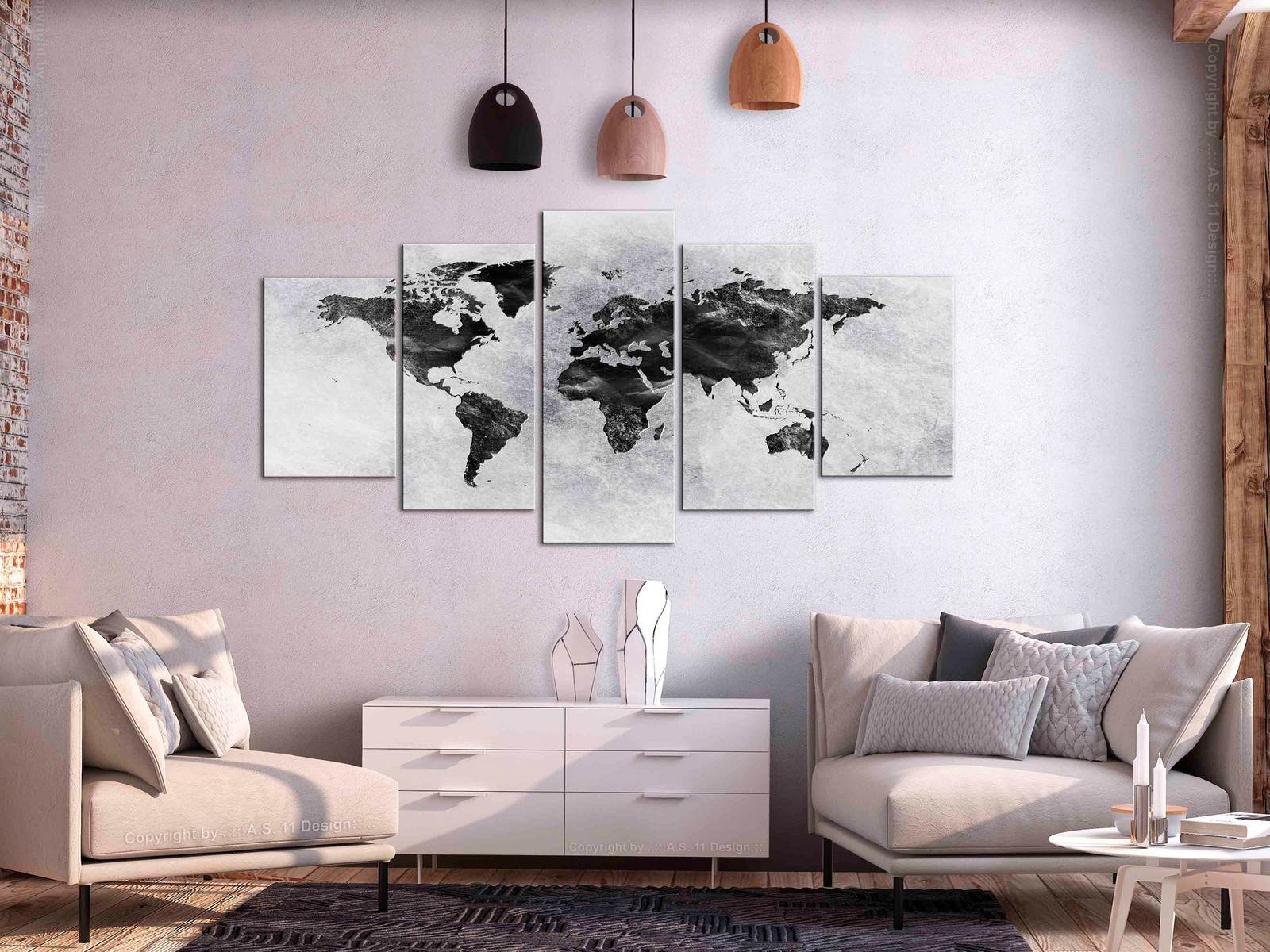 Stretched Canvas World Map Art - Concrete World Wide-Tiptophomedecor