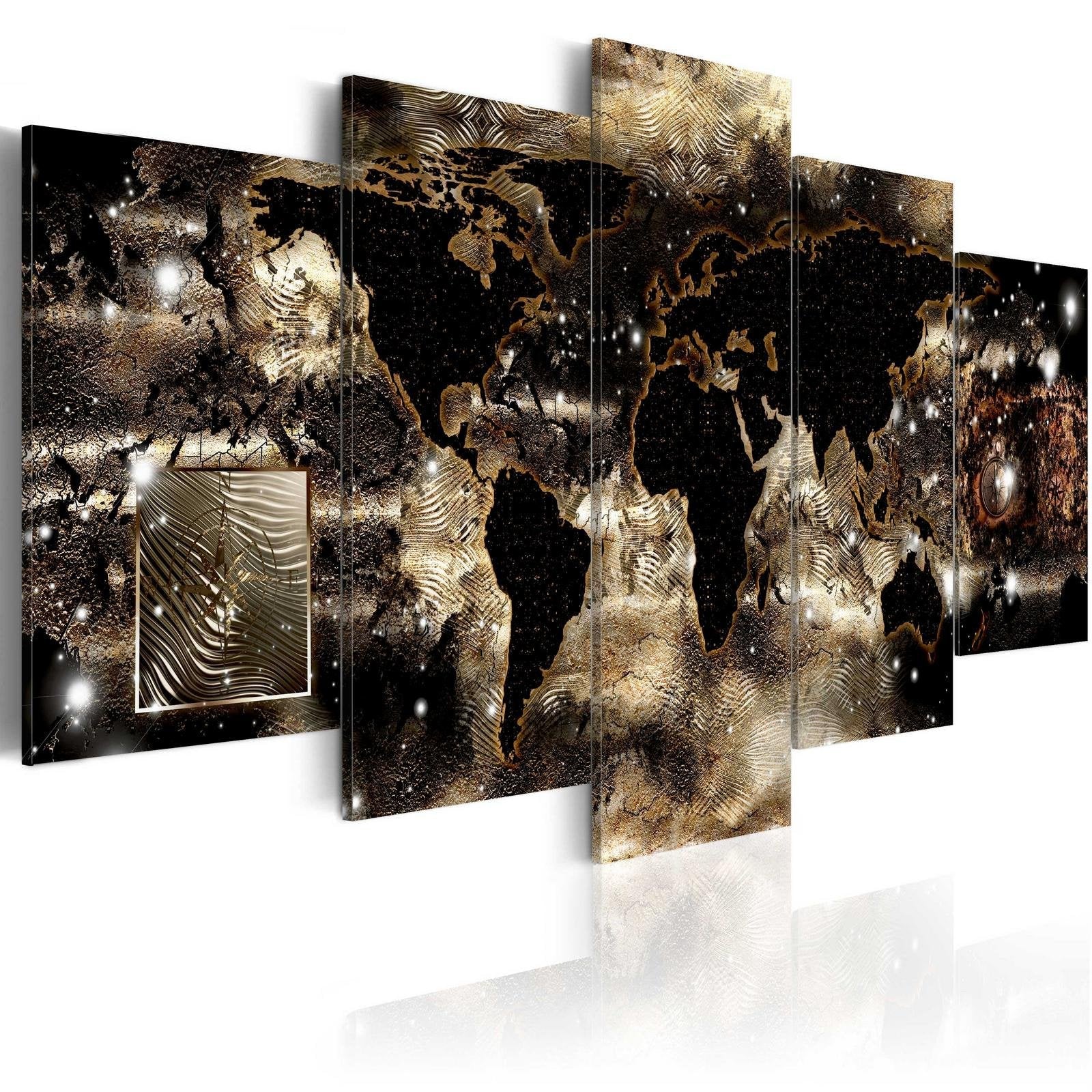 Stretched Canvas World Map Art - Continents And Stars-Tiptophomedecor