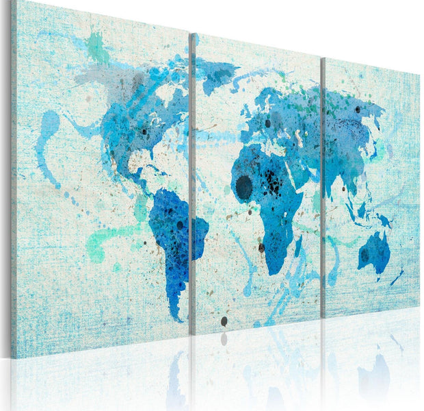 Stretched Canvas World Map Art - Continents Like Oceans-Tiptophomedecor