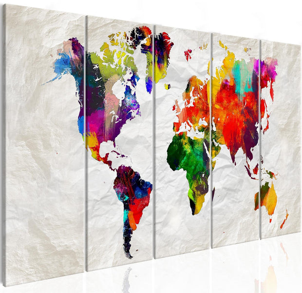 Stretched Canvas World Map Art - Crumpled Map-Tiptophomedecor