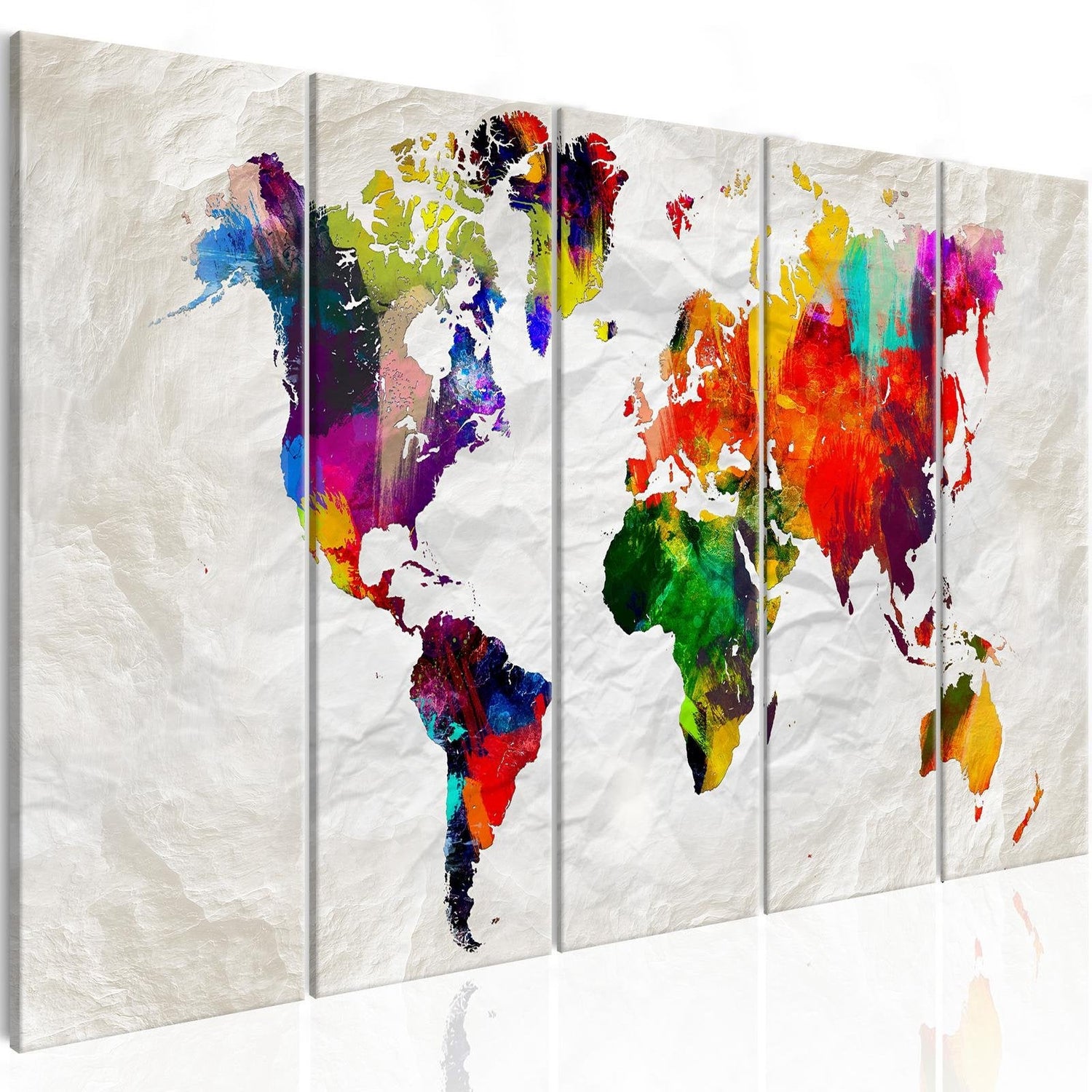 Stretched Canvas World Map Art - Crumpled Map-Tiptophomedecor