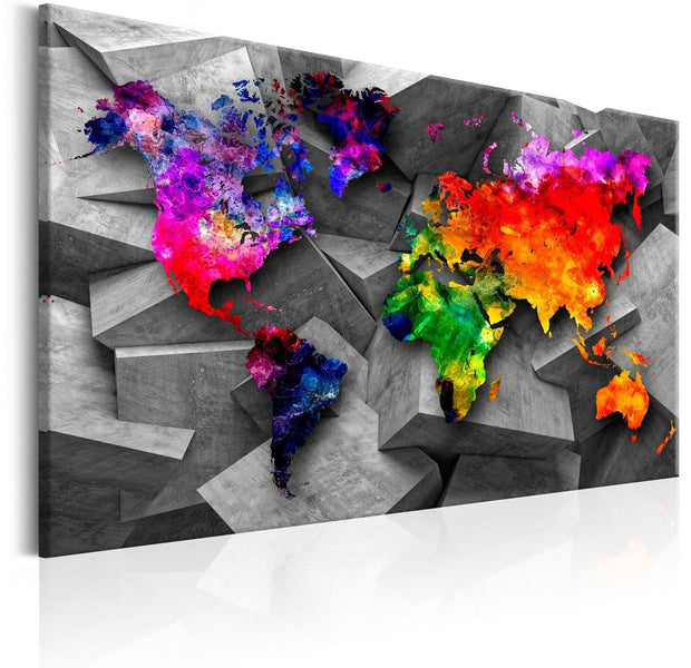 Stretched Canvas World Map Art - Cubic World-Tiptophomedecor