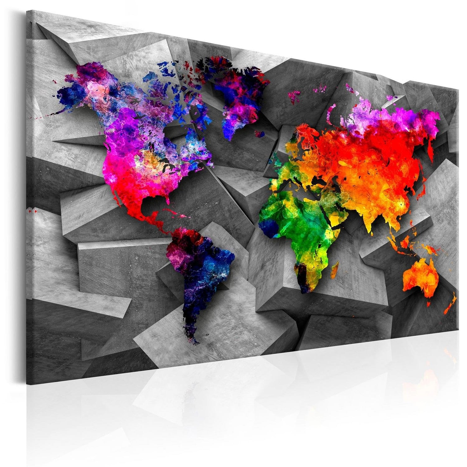 Stretched Canvas World Map Art - Cubic World-Tiptophomedecor