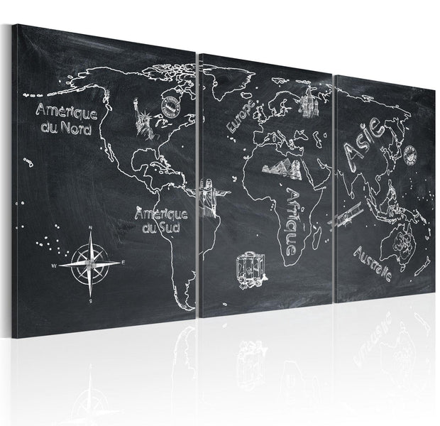 Stretched Canvas World Map Art - Curious Traveler (France)-Tiptophomedecor