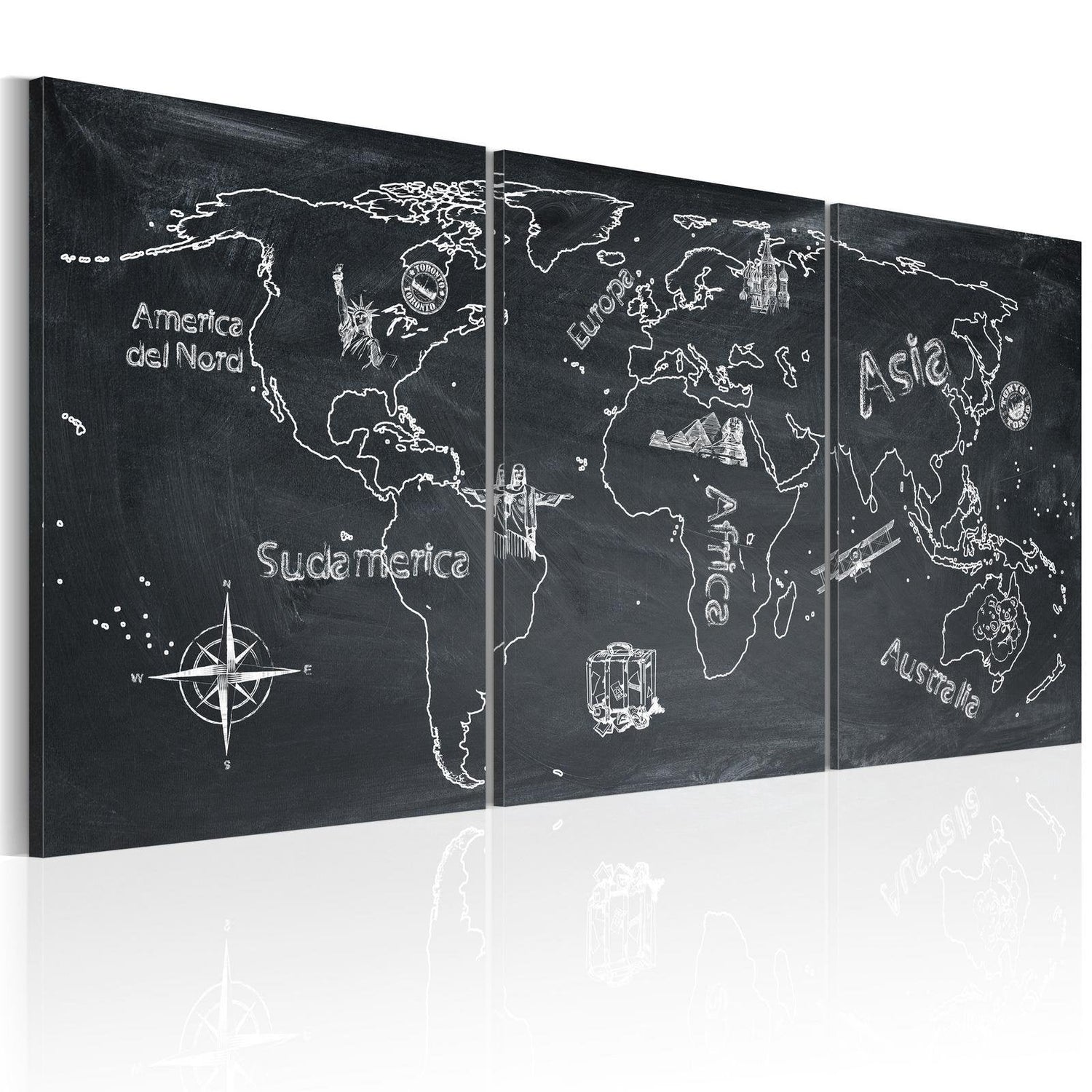 Stretched Canvas World Map Art - Curious Traveler (Italy)-Tiptophomedecor