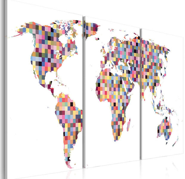 Stretched Canvas World Map Art - Digital World-Tiptophomedecor