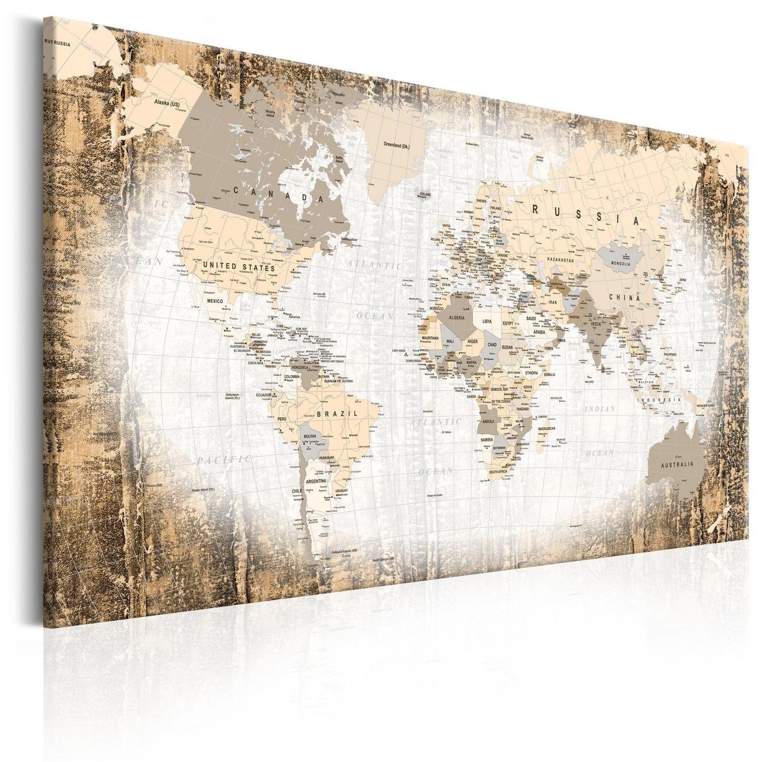 Stretched Canvas World Map Art - Enclave Of The World-Tiptophomedecor