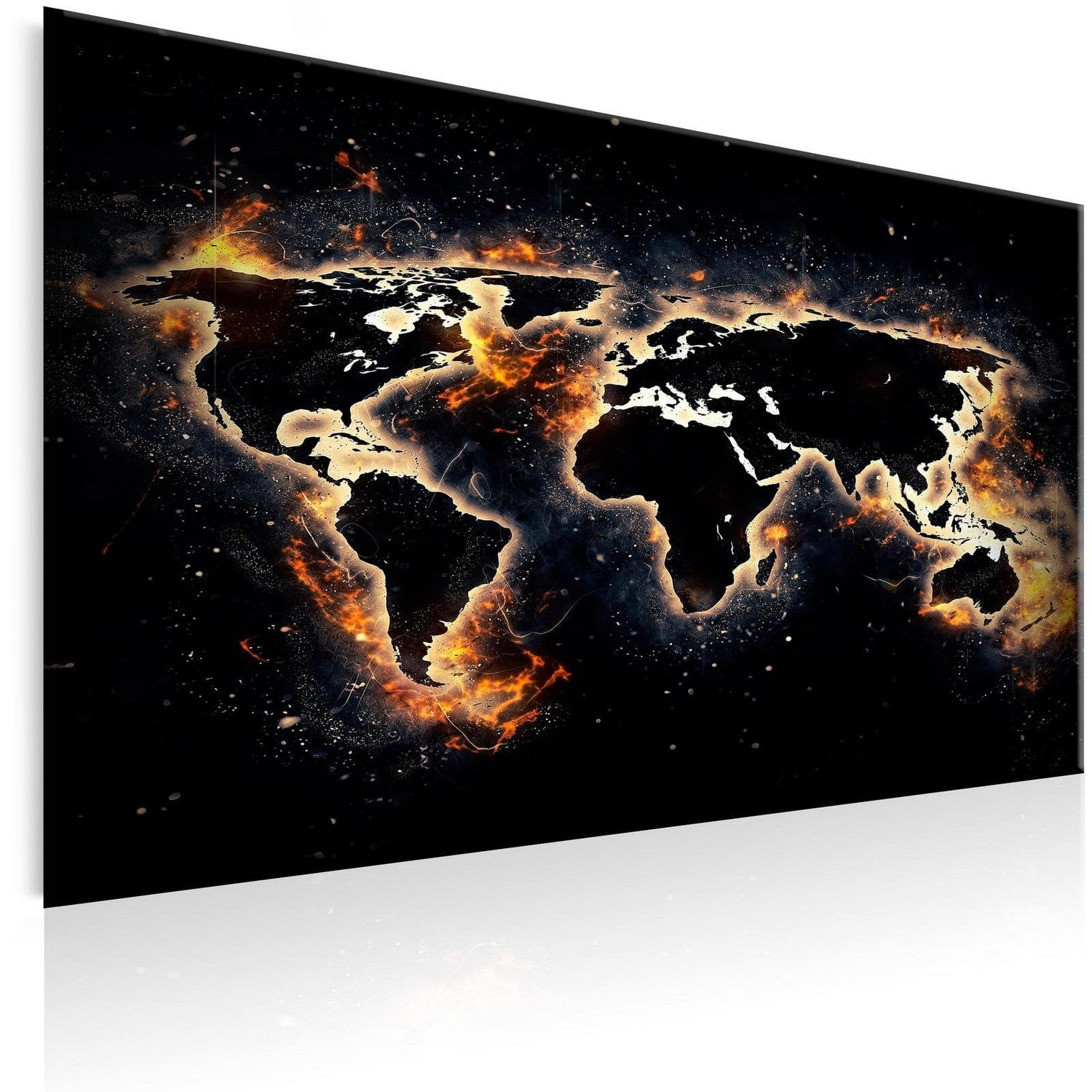 Stretched Canvas World Map Art - Fiery World-Tiptophomedecor