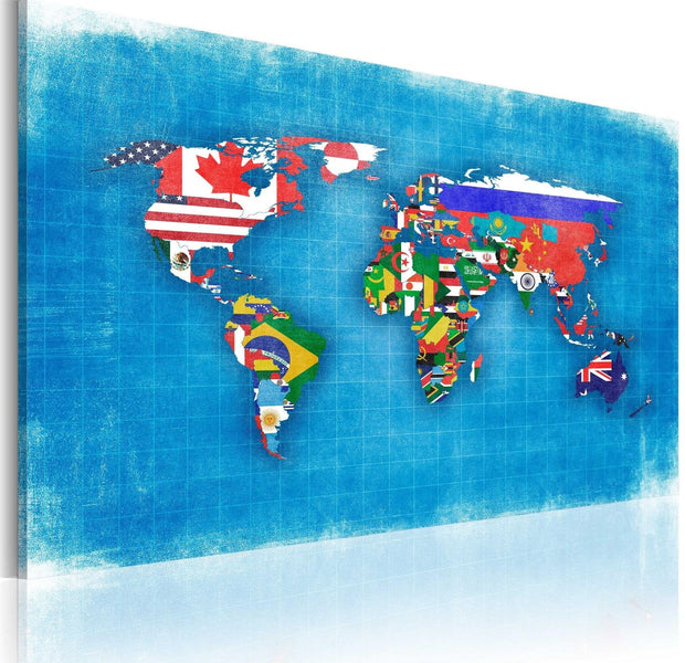 Stretched Canvas World Map Art - Flags Of The World-Tiptophomedecor