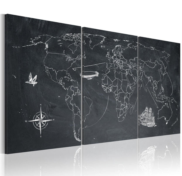 Stretched Canvas World Map Art - Following The Footsteps Of Columbus-Tiptophomedecor