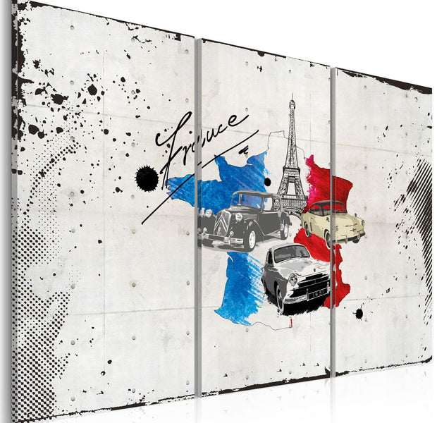 Stretched Canvas World Map Art - French Traveler - Triptych-Tiptophomedecor