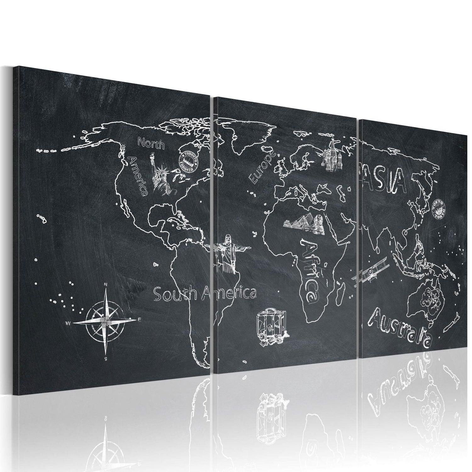 Stretched Canvas World Map Art - Globetrotter-Tiptophomedecor