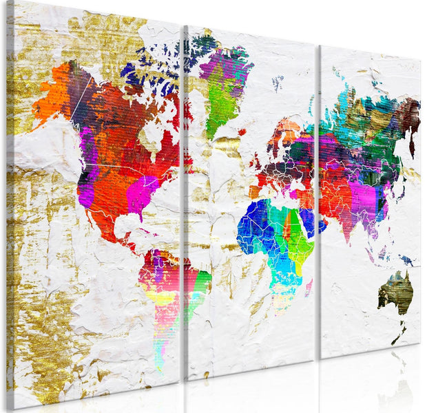 Stretched Canvas World Map Art - Golden Front-Tiptophomedecor