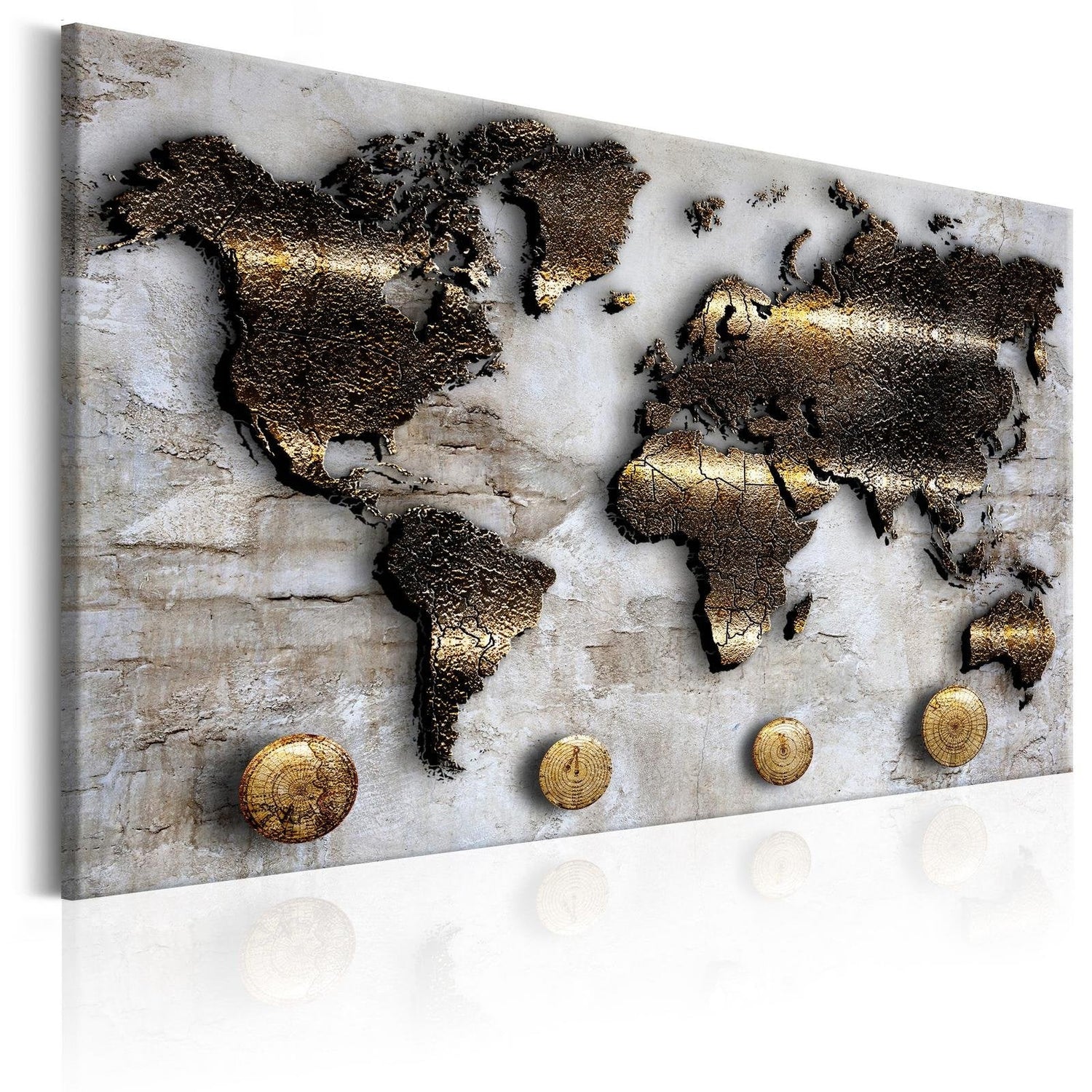 Stretched Canvas World Map Art - Golden Journey-Tiptophomedecor