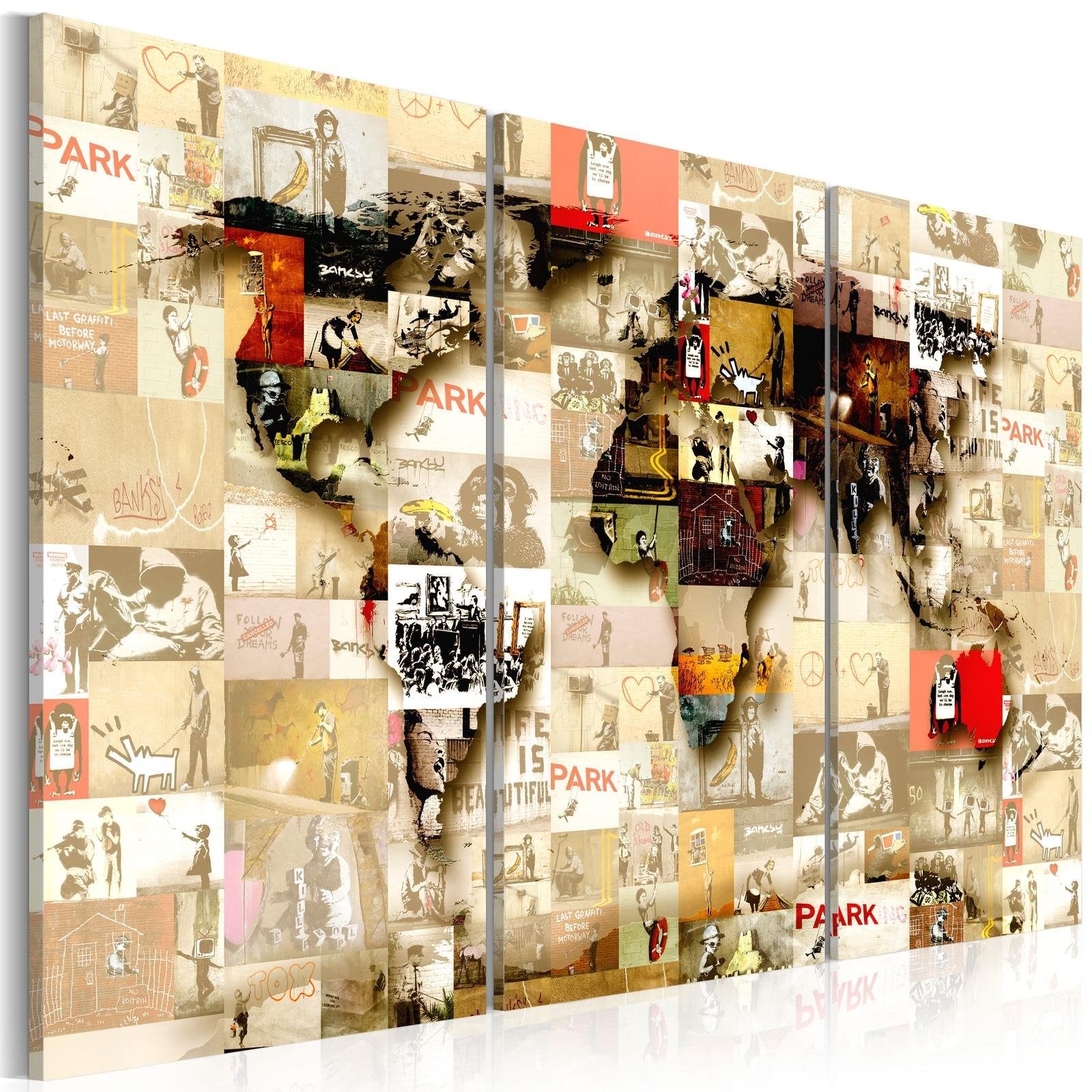 Stretched Canvas World Map Art - Graffiti World-Tiptophomedecor