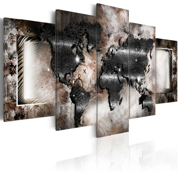 Stretched Canvas World Map Art - Graphite Map-Tiptophomedecor