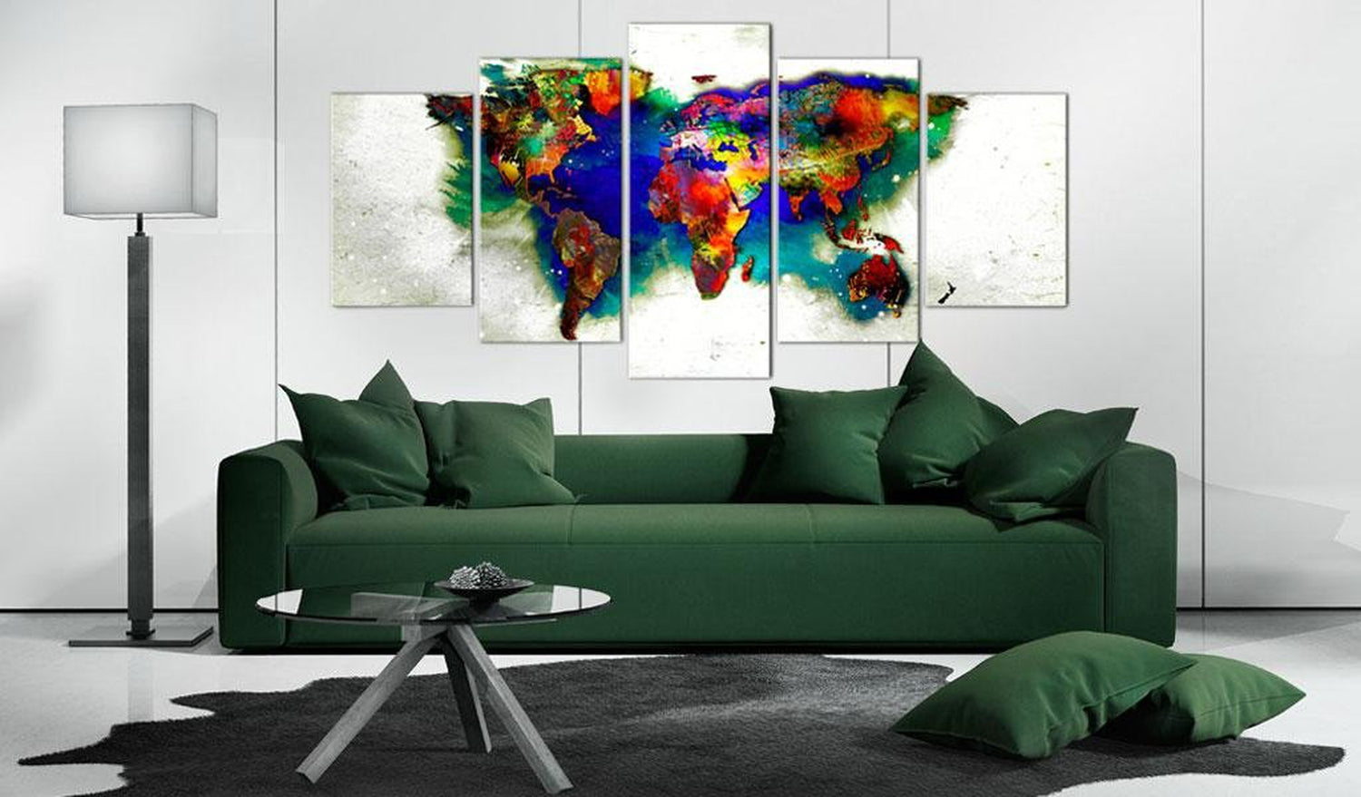 Stretched Canvas World Map Art - Green Planet-Tiptophomedecor