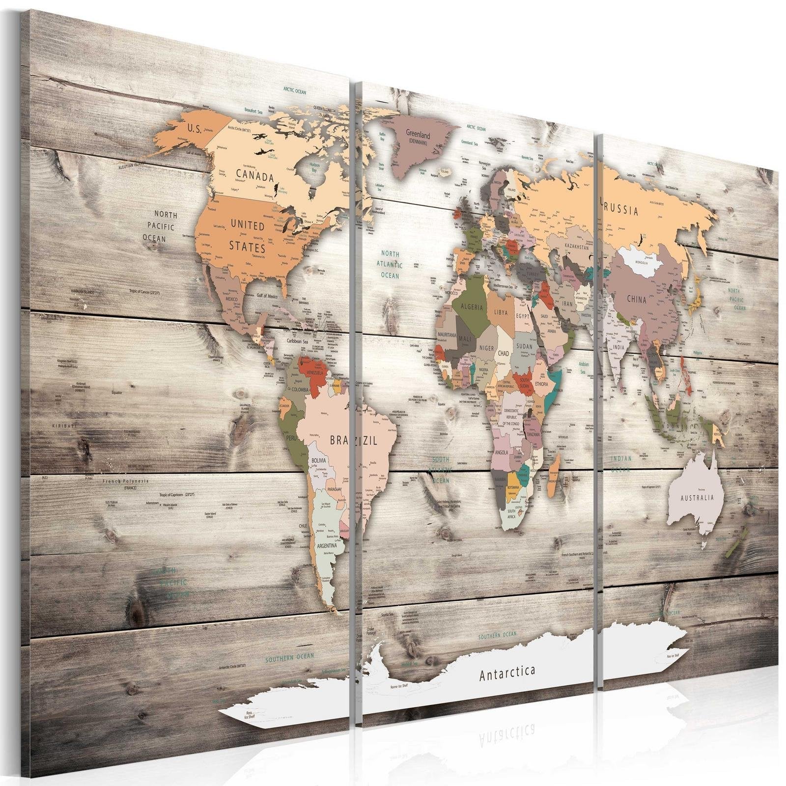 Stretched Canvas World Map Art - History Of Travel-Tiptophomedecor