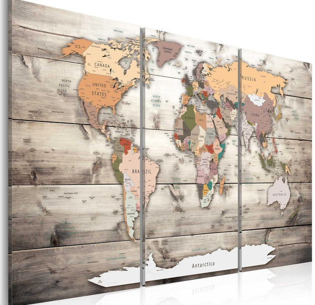 Stretched Canvas World Map Art - History Of Travel-Tiptophomedecor