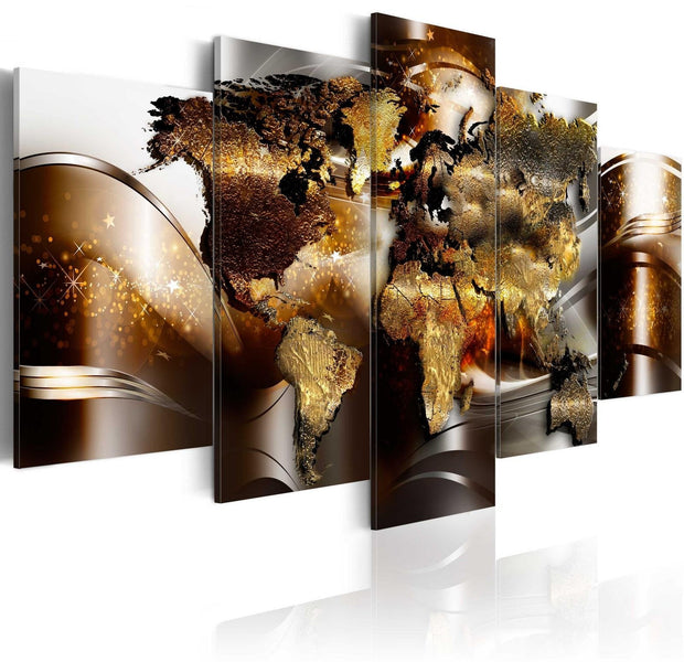 Stretched Canvas World Map Art - Honey Continents-Tiptophomedecor